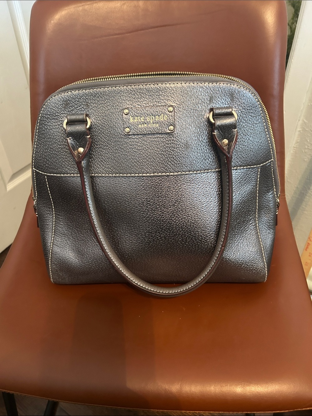 kate spade Metallic Silver Dome Satchel